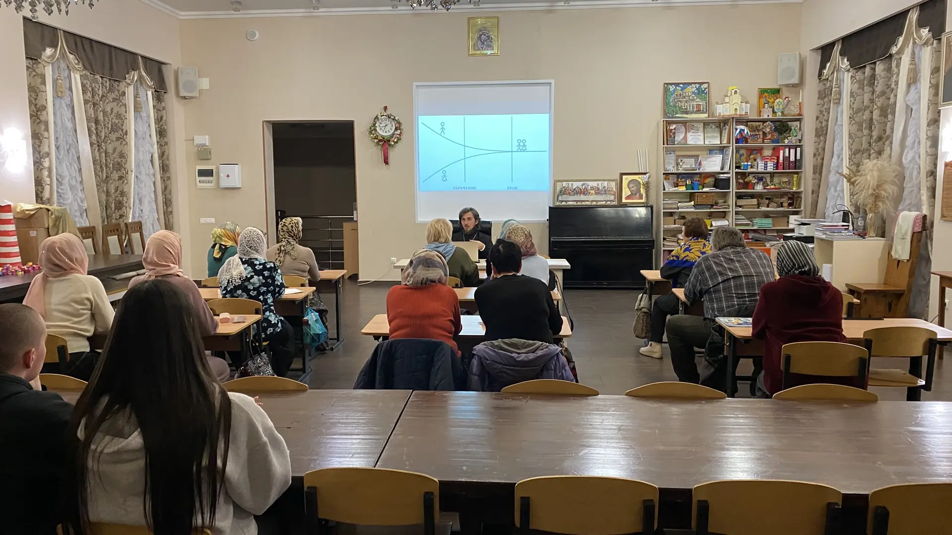 Занятие воскресной школы для взрослых
